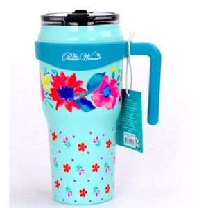 SOLD Woman Insulated Tumbler, 40oz. Teal Fresh Floral, Gift Idea FLASH SALE